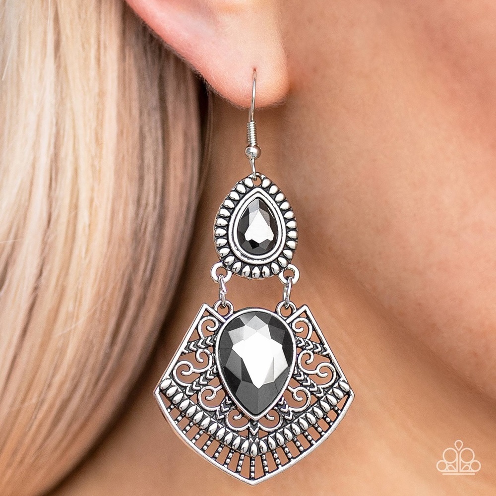 Paparazzi Royal Remix Silver Earrings